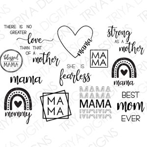 Mother's Day SVG Bundle | Mama, Mom, Mommy, Mother's Day PNG | Set of 12 | Digital DOWNLOAD | Sublimation Designs, Cut Files