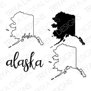 Alaska Outline with Text SVG Cut File | State of Alaska Outline SVG File | Instant Digital DOWNLOAD