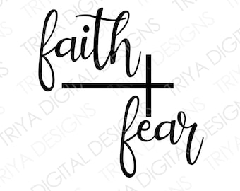 Faith Over Fear With Cross SVG Cut File | Christian Cross, Faith Clipart, Cross PNG, Cross SVG Files | Instant Digital Download