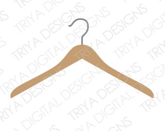 Hanger SVG Cut File | Wood Clothes Hanger Clipart PNG File | Instant Digital DOWNLOAD