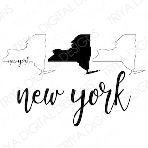 New York Outline with Text SVG Cut File | State of New York Outline SVG File | Instant Digital DOWNLOAD