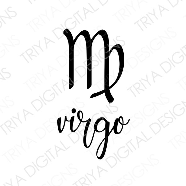 Virgo SVG | Zodiac Sign, Sun Sign SVG Cut Files | Astrology Horoscope Hand Lettered Text PNG | Instant Digital Download