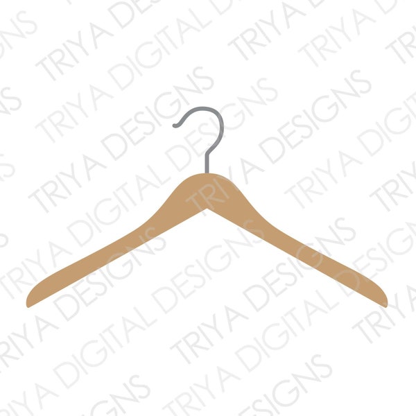 Hanger SVG Cut File | Wood Clothes Hanger Clipart PNG File | Instant Digital DOWNLOAD