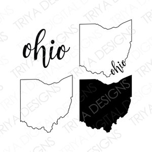 Ohio SVG Bundle | Ohio Umriss mit Textschnittdatei | Bundesstaat Ohio Umriss SVG-Datei | Sofortiger digitaler DOWNLOAD