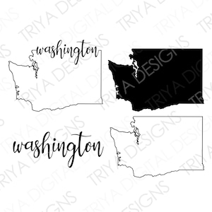 Washington SVG Bundle | Washington Outline with Text | State of Washington Outline SVG File | Instant Digital DOWNLOAD
