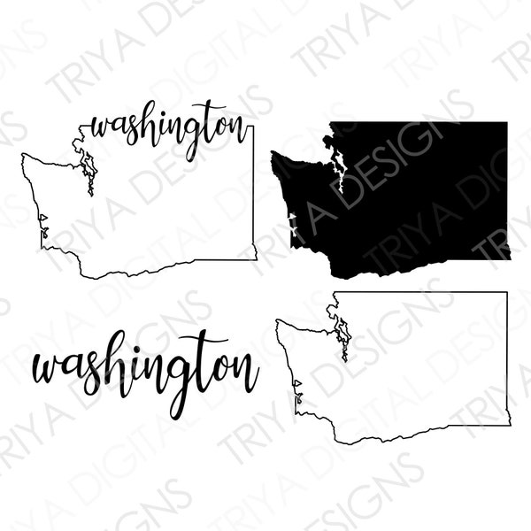 Washington SVG Bundle | Washington Outline with Text | State of Washington Outline SVG File | Instant Digital DOWNLOAD