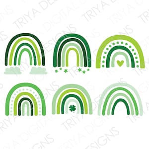 St. Patrick&#39;s Day Rainbow SVG Cut File Set of 6 | Cute Rainbow Sticker SVG File | Instant Digital DOWNLOAD