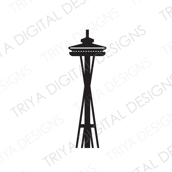 Space Needle SVG Cut File | Seattle, Washinton, Landmark, Travel, Clip Art PNG File | Instant Digital DOWNLOAD