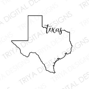Texas Outline With Text SVG Cut File | State of Texas Outline SVG | Hand Lettered Cursive Text | Instant Digital DOWNLOAD