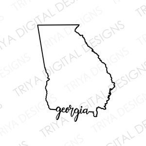Georgia Outline with Text SVG Cut File | State of Georgia Outline SVG File | Hand Lettered Cursive Text | Instant Digital DOWNLOAD