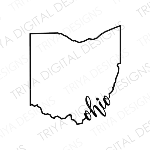 Ohio Outline With Text SVG Cut File | Ohio Outline, State of Ohio Outline | Hand Lettered Cursive Text | Instant Digital DOWNLOAD