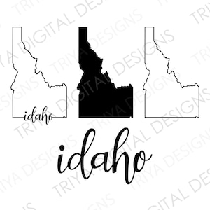 Idaho SVG Bundle | Idaho Outline with Text | State of Idaho Outline SVG File | Instant Digital DOWNLOAD