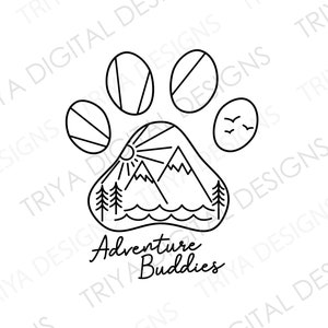 Adventure Buddies in Paw Print SVG Cut File | Minimalist Pet Love, Dog, Doggy, Puppy SVG Files | Instant Digital DOWNLOAD