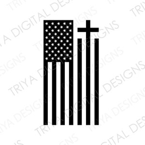 American Flag With Cross Silhouette SVG Cut File | US Flag, Faith, Stars and Stripes | United States of America | Instant Digital Download