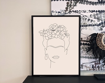 Blasfemus T-Shirt Donna - Frida Kahlo Ufficiale Stile Line Art Oro (Bianco, S