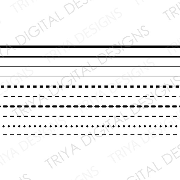 Lines SVG Cut Files | Straight Lines, Dashed Lines, Dotted Lines, png file for Cricut, Silhouette, Glowforge, etc. | Thin to Bold Thickness