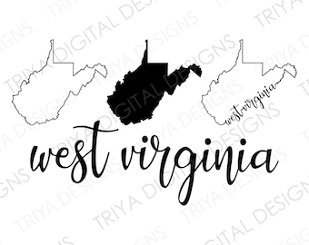 West Virginia SVG Bundle | West Virginia Outline with Text | State of West Virginia Outline SVG File | Instant Digital DOWNLOAD