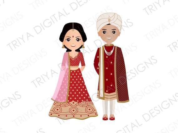 Buy Indian Wedding Bride and Groom Clip Art Traditional Desi Online in India  - Etsy