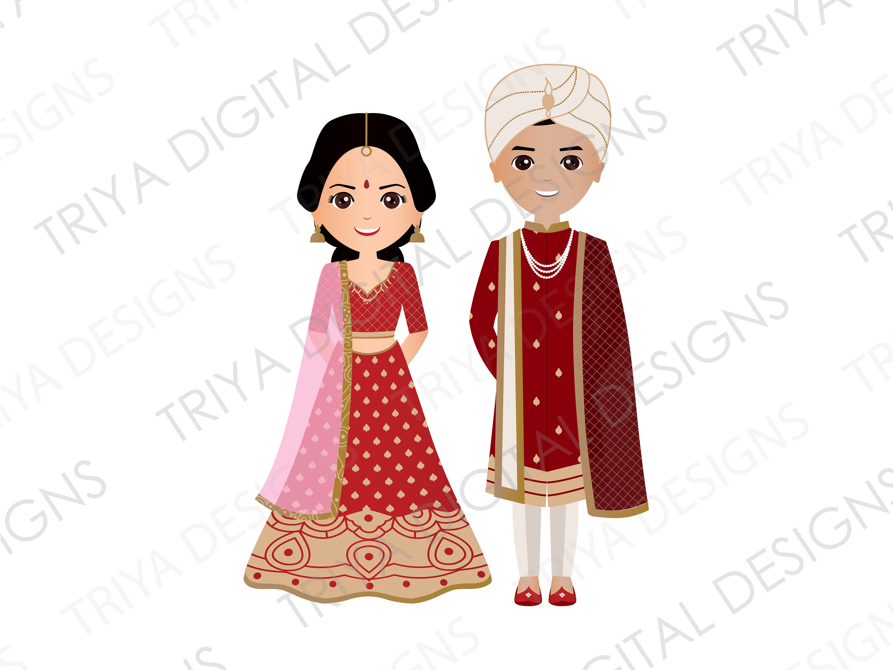 Indian Wedding Cartoon - Etsy UK Indian Wedding Cartoon - Etsy UK