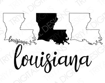 Louisiana SVG Bundle | Louisiana Outline with Text | State of Louisiana Outline SVG File | Instant Digital DOWNLOAD