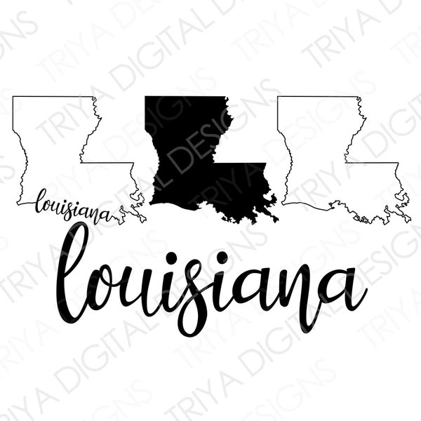 Louisiana SVG Bundle | Louisiana Umriss mit Text | State of Louisiana Outline SVG Datei | Sofortiger digitaler DOWNLOAD