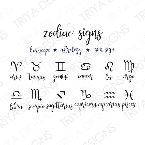 Zodiac Signs | Sun Sign SVG Cut Files | Astrology Horoscope SVGs | Digital DOWNLOAD