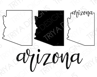 Arizona SVG Bundle | Arizona Outline with Text Cut File | State of Arizona Outline SVG File | Instant Digital DOWNLOAD