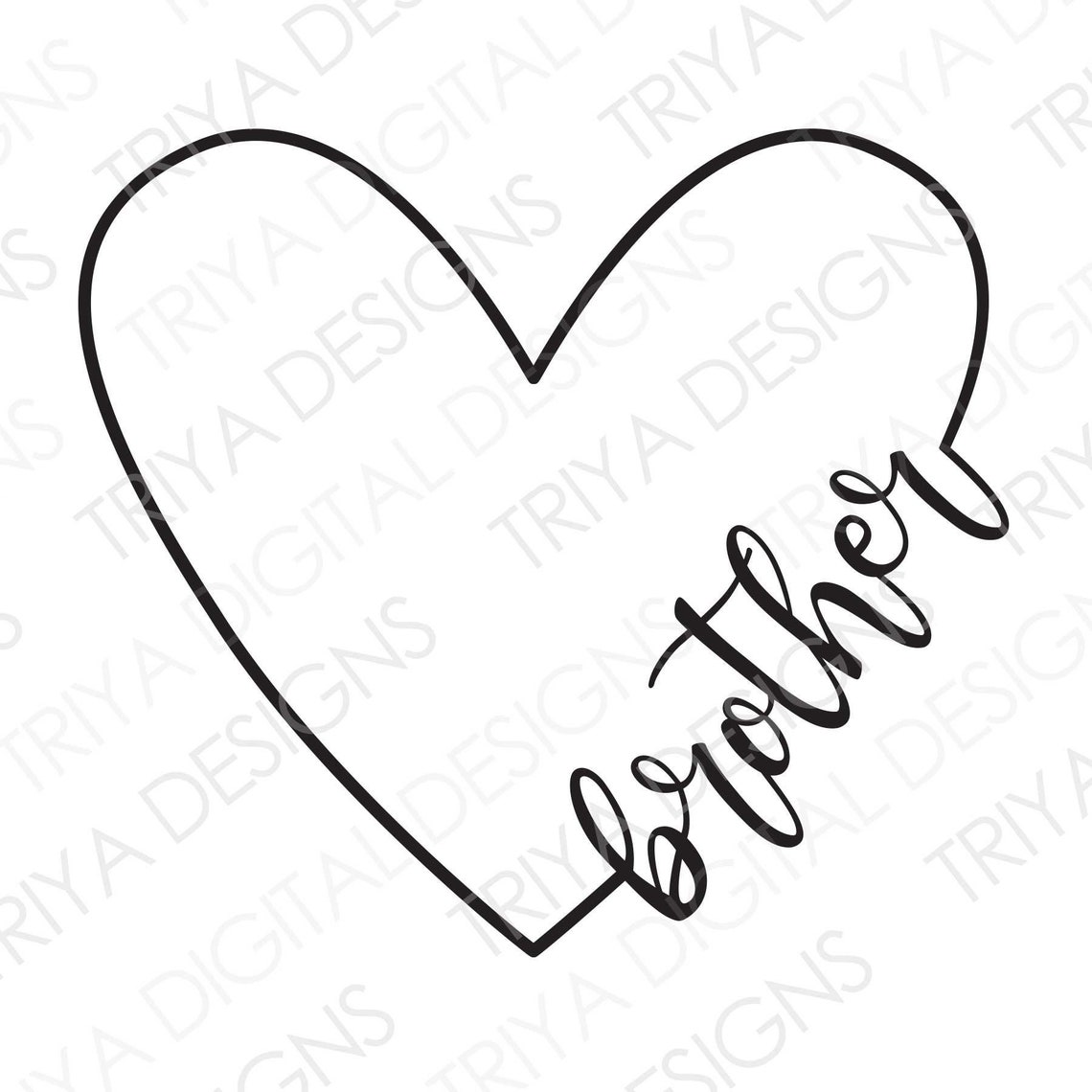Brother Heart SVG Love Brother Heart Brother SVG Cut Files | Etsy