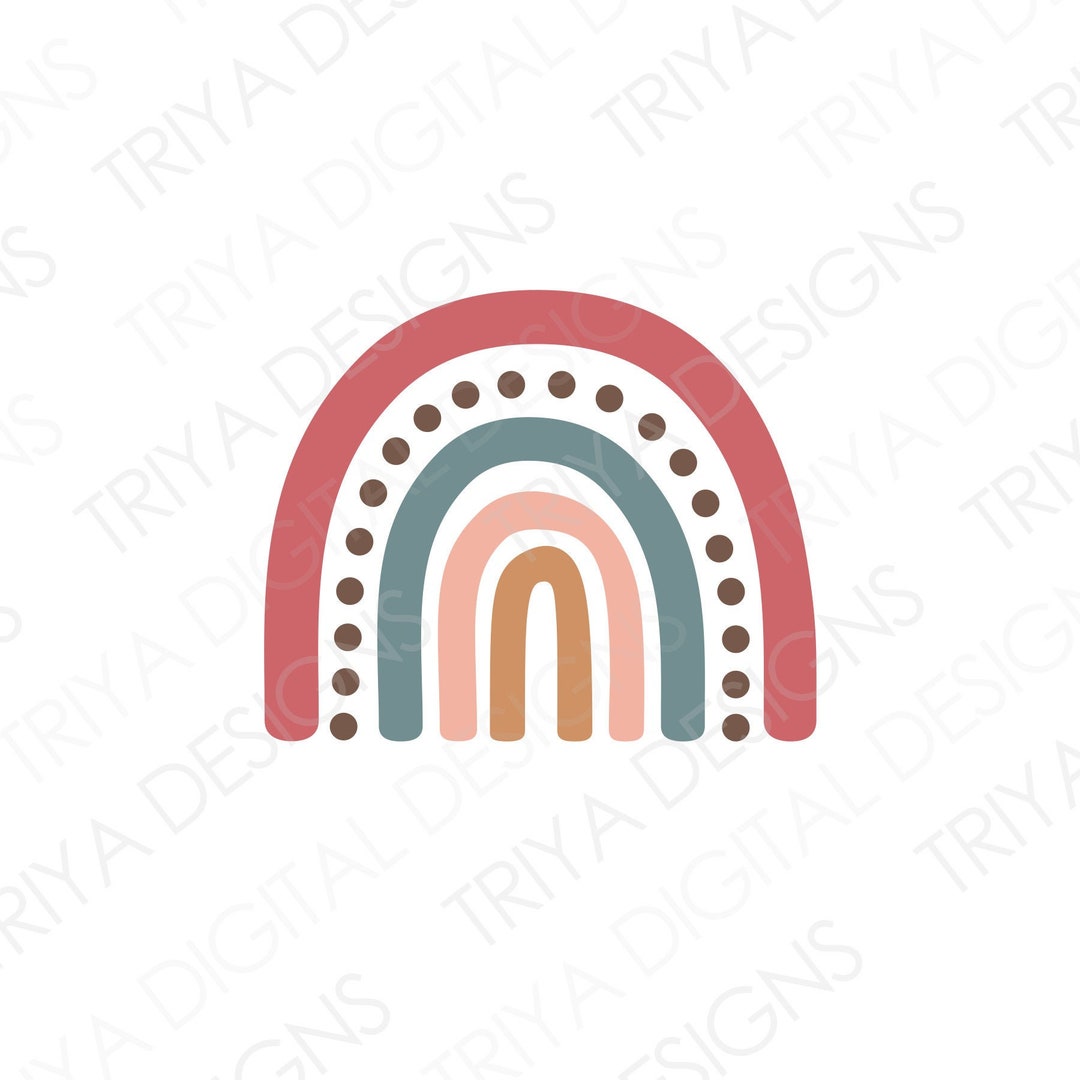 Pastel Rainbow SVG Cut File Boho Rainbow Sticker PNG File Instant ...