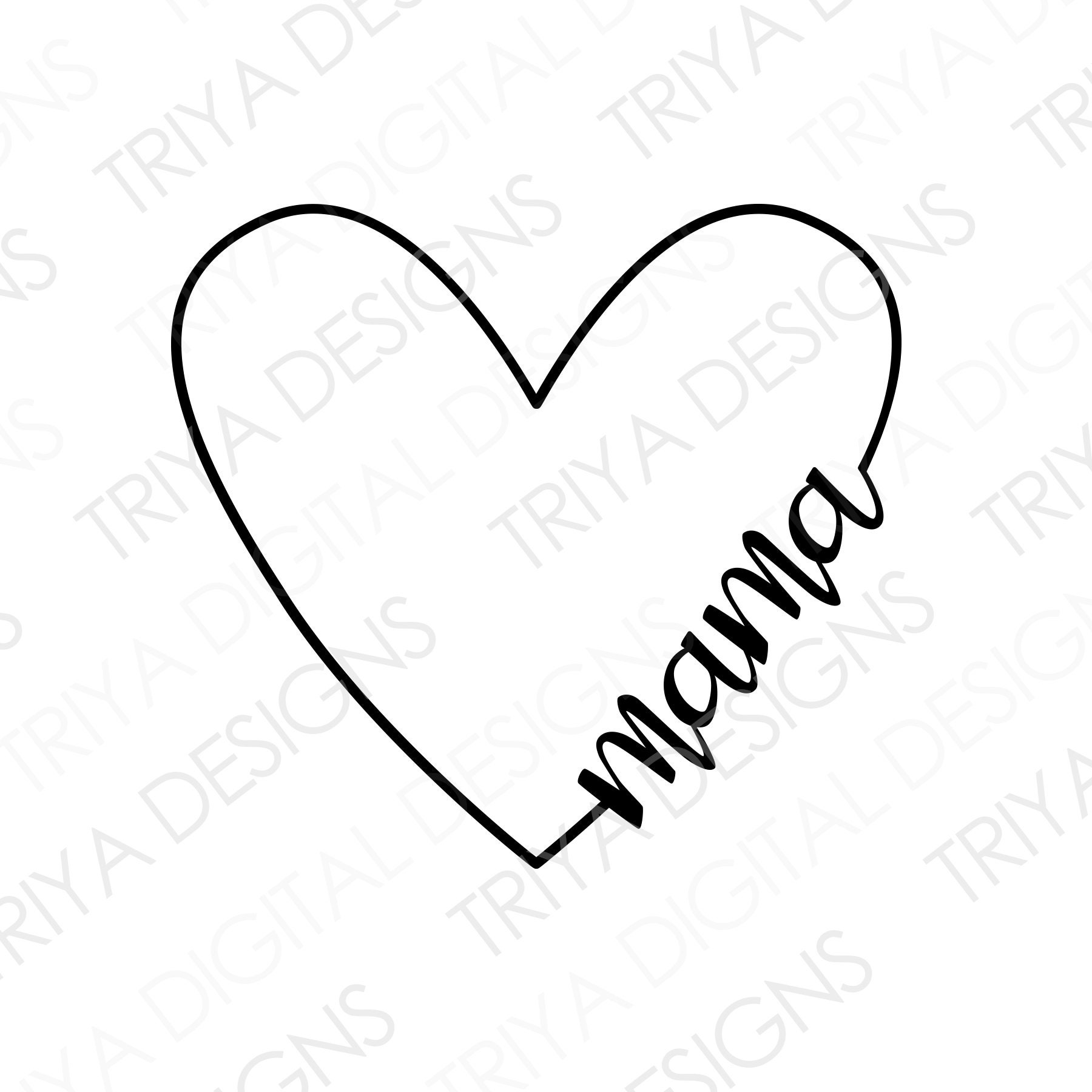 Mama Heart SVG Love Mom Heart Mama SVG Cut Files Etsy