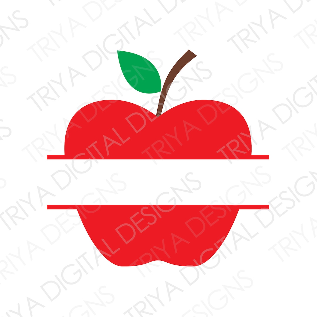 Red Apple Split Name Frame SVG Cut File | Apple PNG, Apple Monogram ...