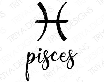 Vissen-SVG | Sterrenbeeld, zonneteken gesneden SVG-bestanden | Astrologische horoscoop handgeletterde tekst | Digitale DOWNLOAD