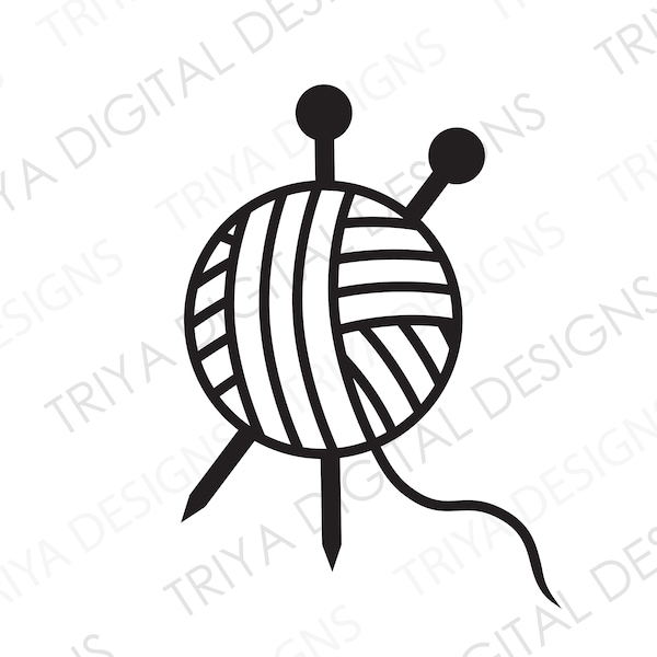 Ball of Yarn With Knitting Needles SVG Cut File | Instant Digital DOWNLOAD