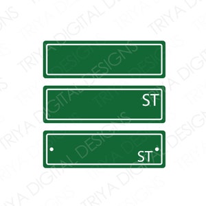 空白の道路標識 SVG カット ファイル | 緑の道路標識 PNG | 交通標識、カスタム道路名、道路標識クリップアート | デジタル ダウンロード