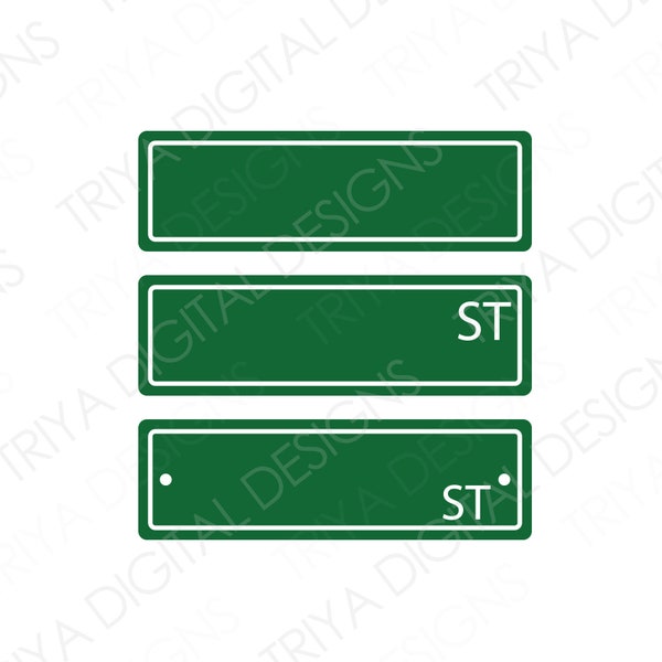 Blank Street Signs SVG Cut Files | Green Street Signs PNG | Traffic Signs, Custom Street Name, Street Sign Clipart | Digital DOWNLOAD