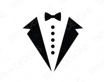 Groomsman Tuxedo Suit and Bow Tie SVG Cut File Tie Groom | Etsy