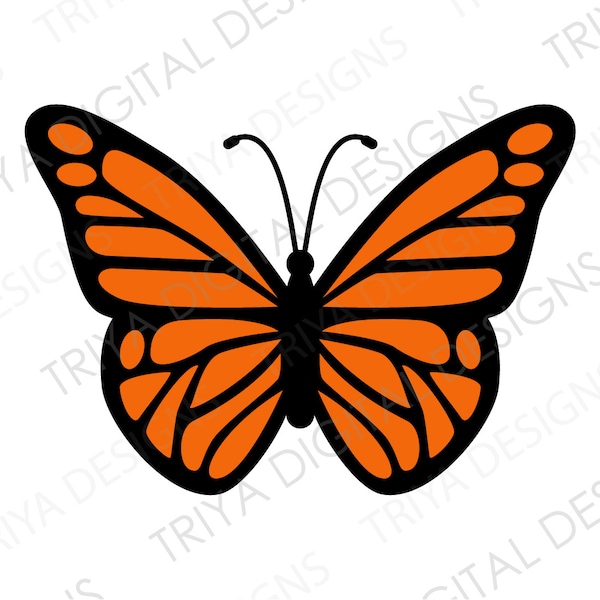 Monarch Butterfly Outline SVG Cut File | Butterfly Silhouette, Cricut File, Layered Butterflies, Flying Butterfly PNG | Digital DOWNLOAD