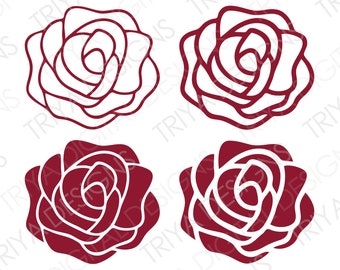 Rose SVG Cut File | Four Roses Intricate Outline SVG | Red Rose, Flower, Flowers, Roses Vector Image | Instant Digital Download