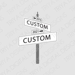 カスタム道路標識 SVG カット ファイル | 白黒道路標識 PNG 印刷ファイル | 交通、カスタム道路名標識 | デジタル ダウンロード