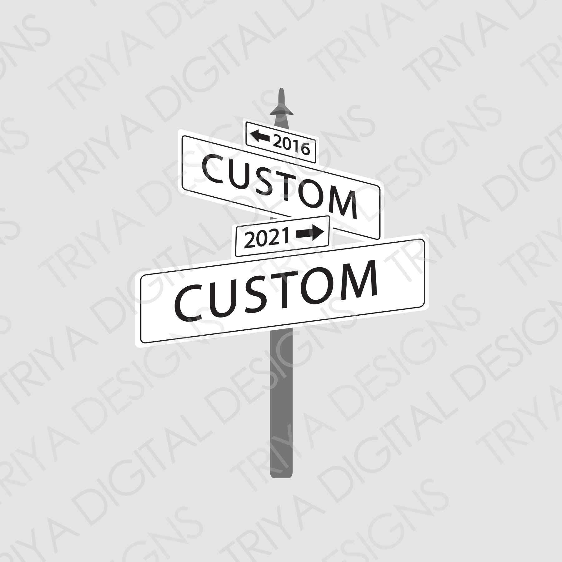 Custom Street Signs SVG Cut Files Black and White Street 