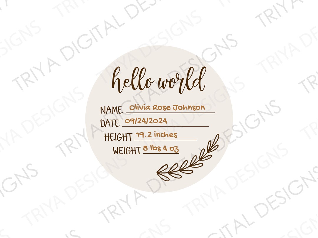 Editable Hello World Baby Announcement SVG Laser Cut File Baby ...