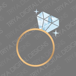 Diamond Ring PNG Print File Diamond Engagement Ring Clipart Instant Digital DOWNLOAD image 2