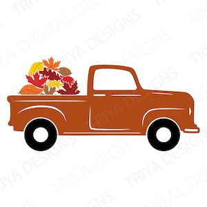 Truck With Autumn Leaves SVG Cut File | Farm Truck, Fall Pickup Truck, Vintage Truck SVG Files | Instant Digital DOWNLOAD
