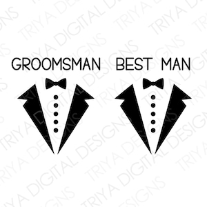 Groomsman & Best Man Tuxedo SVG Bundle | Suit and Bow Tie Svg Cut File | Tie, Groom, Groomsmen SVG Files | Instant Digital DOWNLOAD