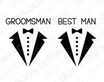 Groomsman & Best Man Tuxedo SVG Bundle | Suit and Bow Tie Svg Cut File | Tie, Groom, Groomsmen SVG Files | Instant Digital DOWNLOAD