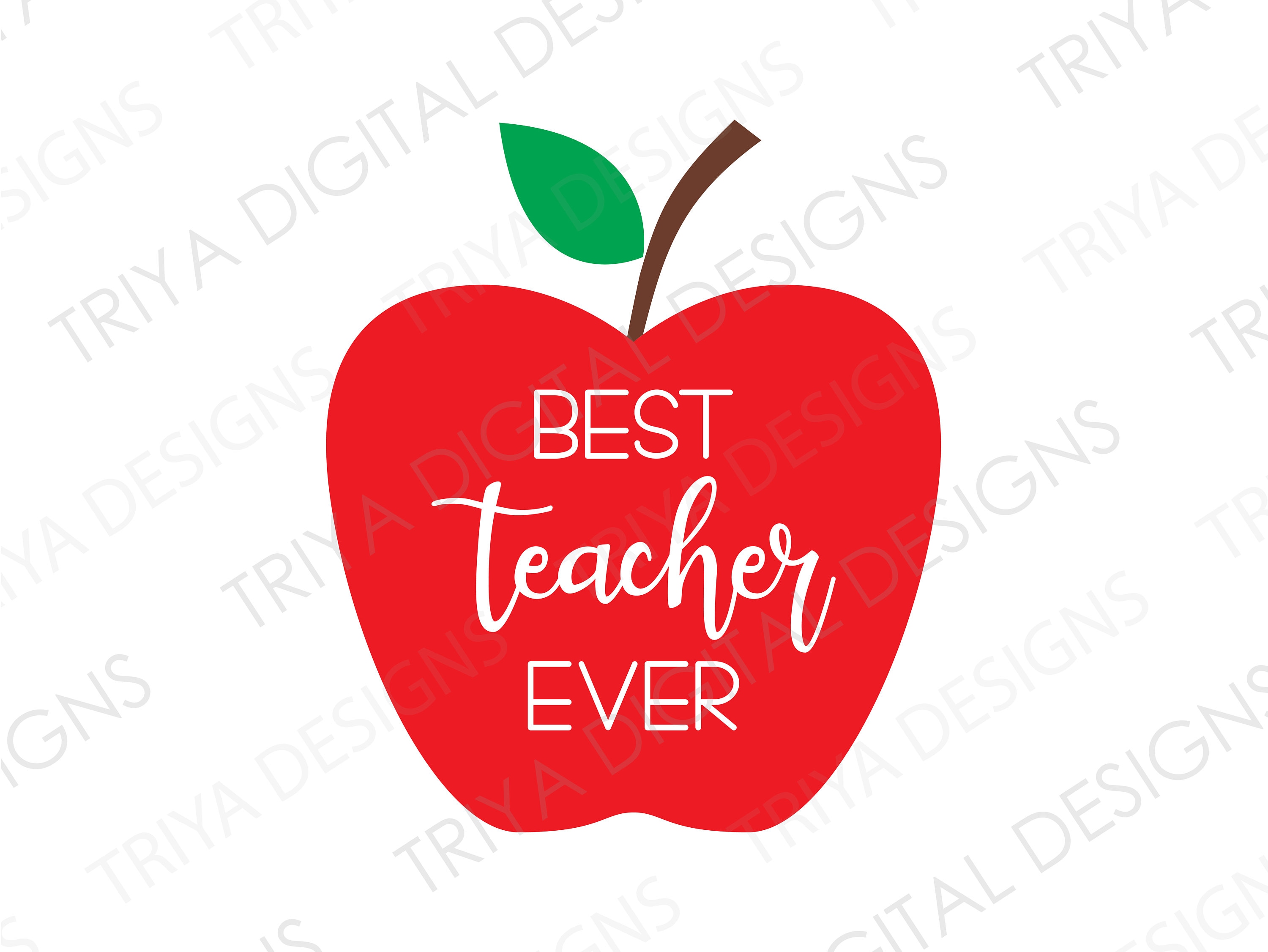 Best Teacher Ever Apple SVG Cut File Favorite Teacher Apple PNG, Red