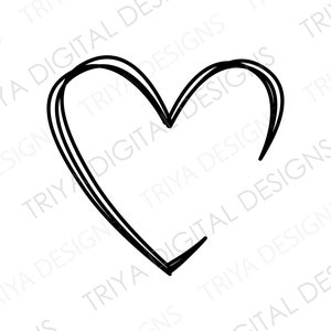 Puede incluir: Una forma de corazón simple dibujada a mano en blanco y negro.