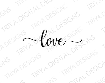 Amour SVG | Amour, fichiers coupe SVG mariage | SVG de la Saint-Valentin | Texte cursif manuscrit | TÉLÉCHARGEMENT numérique