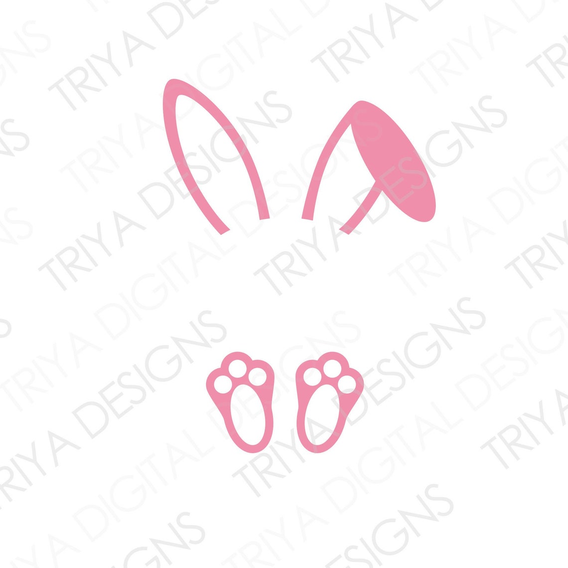 Easter Bunny Ears and Feet SVG File Pastel Easter Bunny Name Etsy