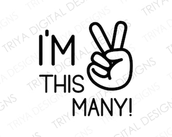 I&#39;m This Many (Two) SVG Cut File | Two Years Old, 2nd Birthday, Second Bday, Two Years | Instant Digital Download